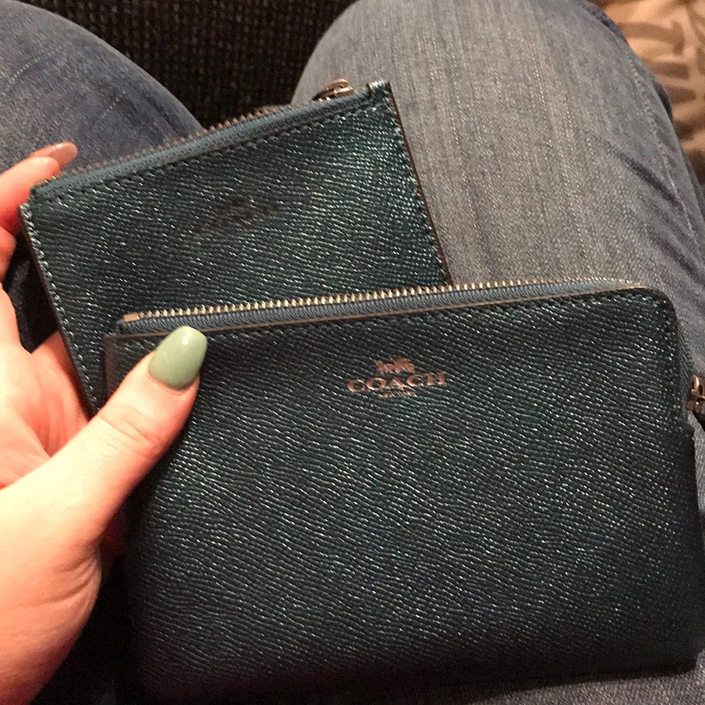 NWT Coach BUNDLE Wristlet and Card Holder Teal